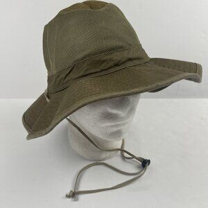 Peter Grimm Boonie Hat Adult OS Chin Strap Wide Brim Mesh Crown Canvas Green